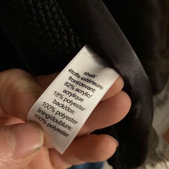 Maurice’s Faux Fur Vest Size 1 Open Front Striped Knit Back Crew Neck - Picture 9 of 11